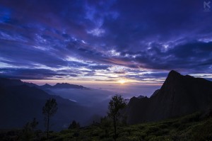 Sunrise at Kolukkumalai, the World's highest tea plantations